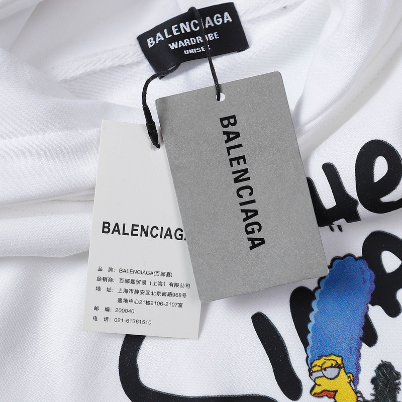 Ba*len*cia*ga x the simpsons cropped hoodie white