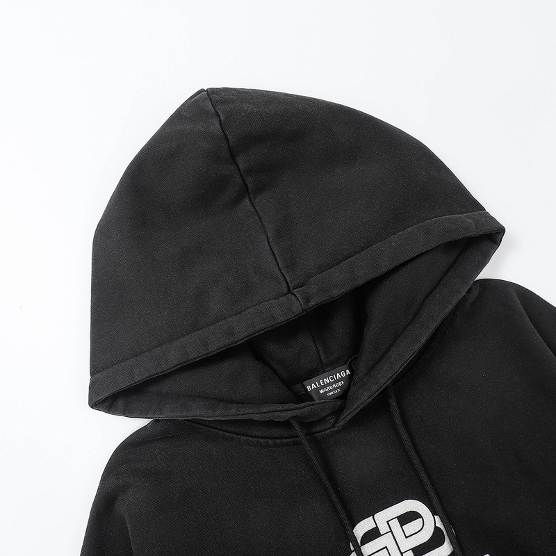 Ba*len*cia*ga bb white logo hoodie black