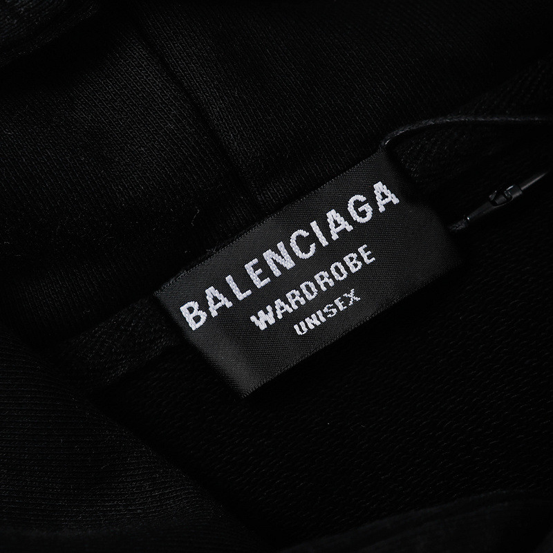 Ba*len*cia*ga bb white logo hoodie black