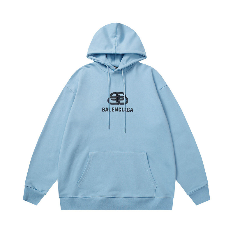 Ba*len*cia*ga bb black logo hoodie blue