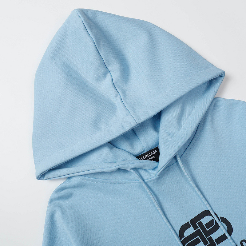 Ba*len*cia*ga bb black logo hoodie blue