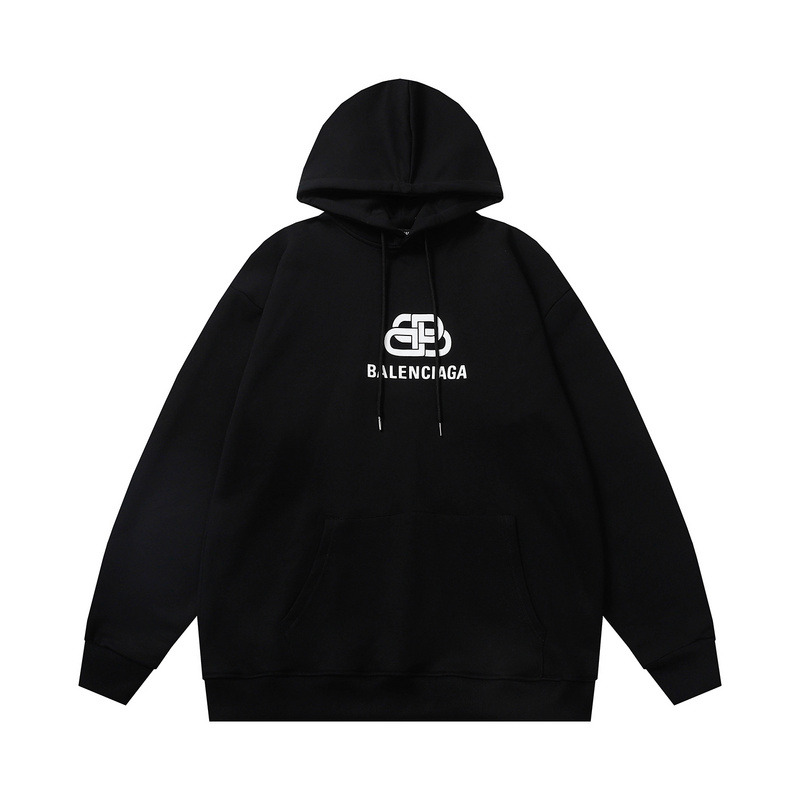 Ba*len*cia*ga bb white logo hoodie black