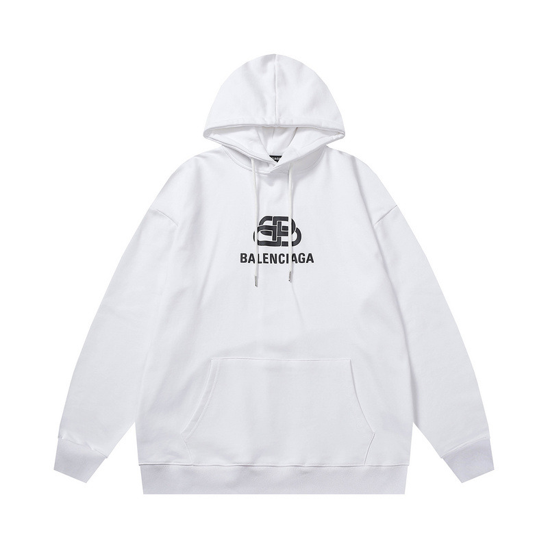 Ba*len*cia*ga bb black logo hoodie white