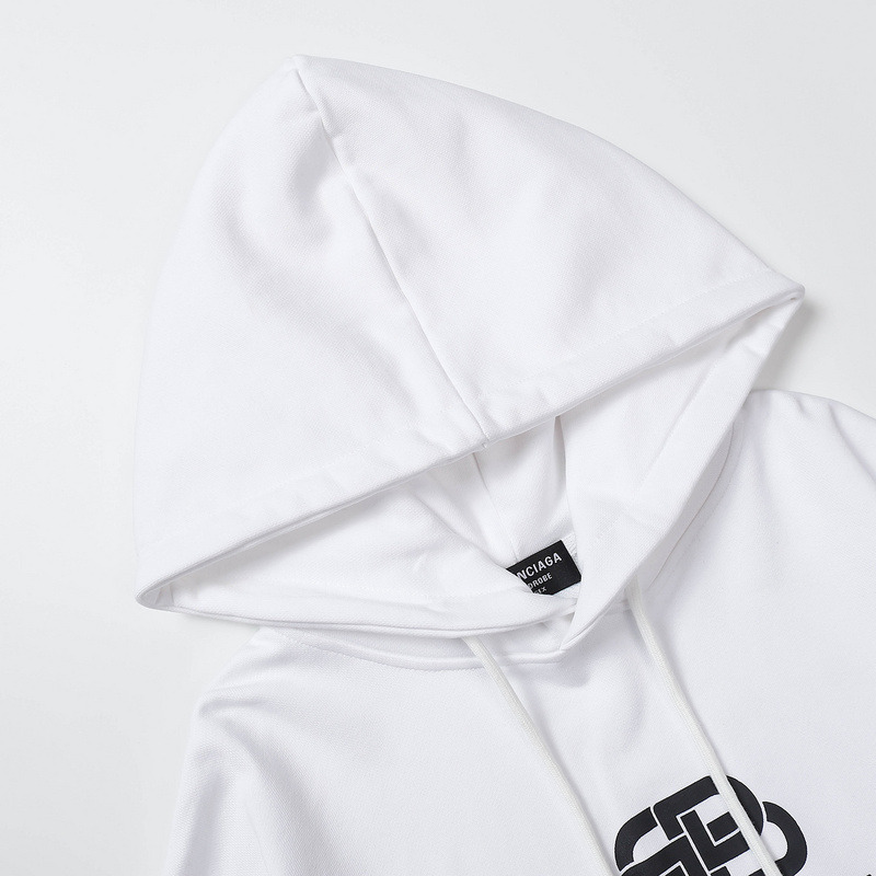 Ba*len*cia*ga bb black logo hoodie white