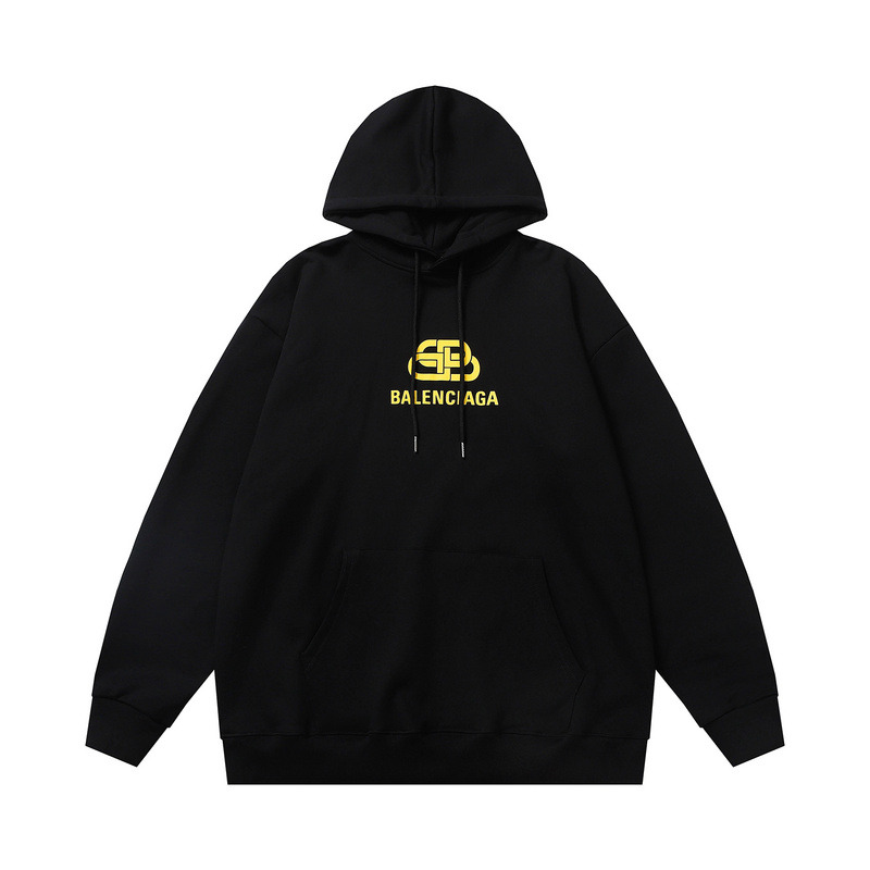 Ba*len*cia*ga bb yellow logo hoodie black