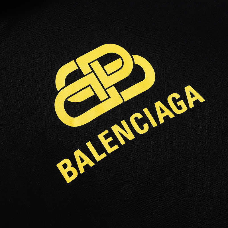 Ba*len*cia*ga bb yellow logo hoodie black