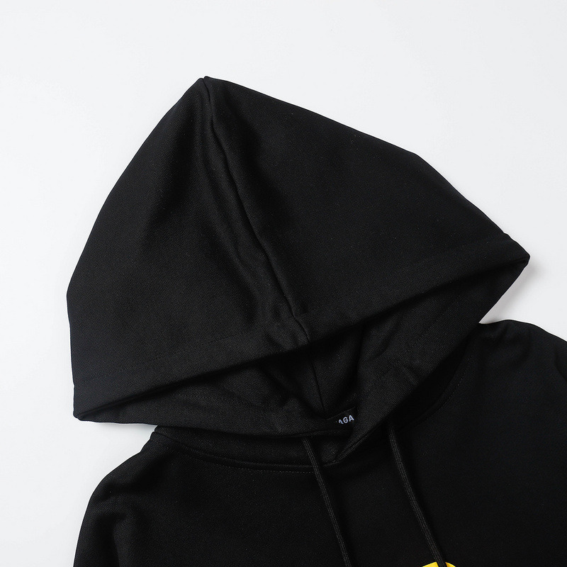 Ba*len*cia*ga bb yellow logo hoodie black