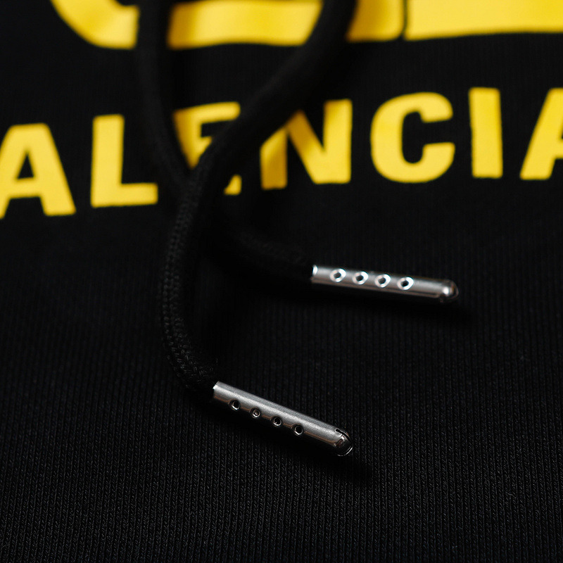 Ba*len*cia*ga bb yellow logo hoodie black