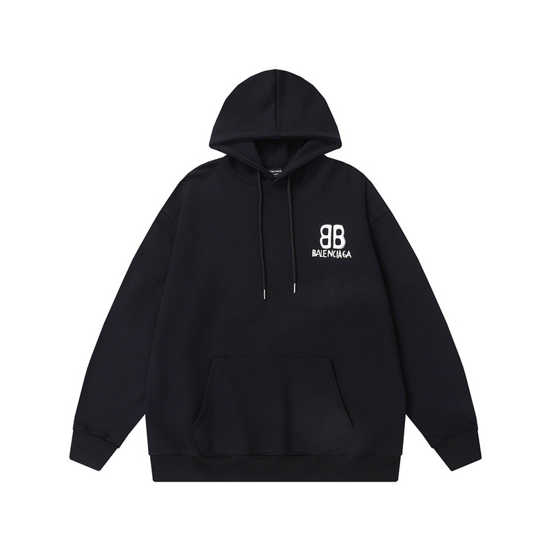 Ba*len*cia*ga white logo hoodie black