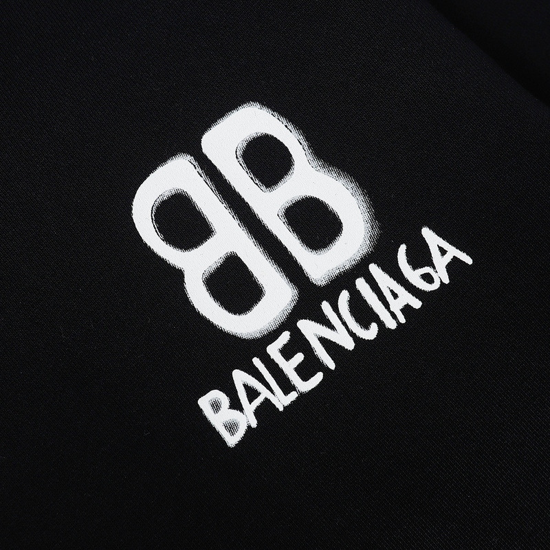 Ba*len*cia*ga white logo hoodie black