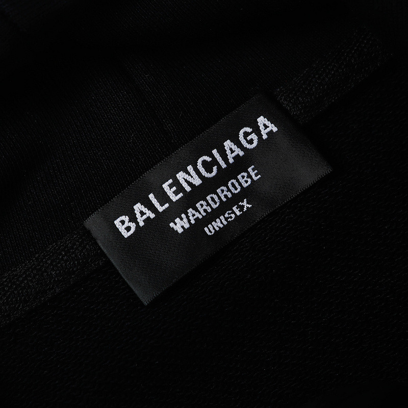 Ba*len*cia*ga white logo hoodie black