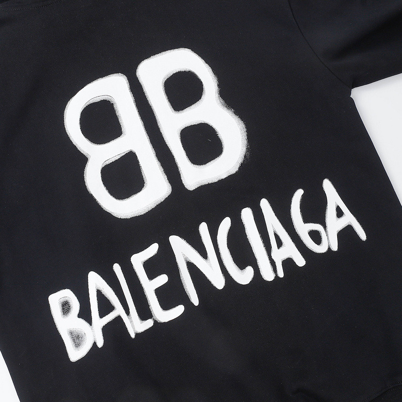 Ba*len*cia*ga white logo hoodie black