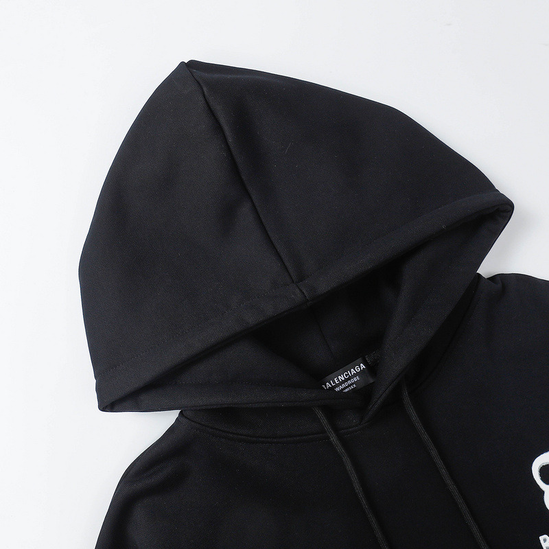 Ba*len*cia*ga white logo hoodie black