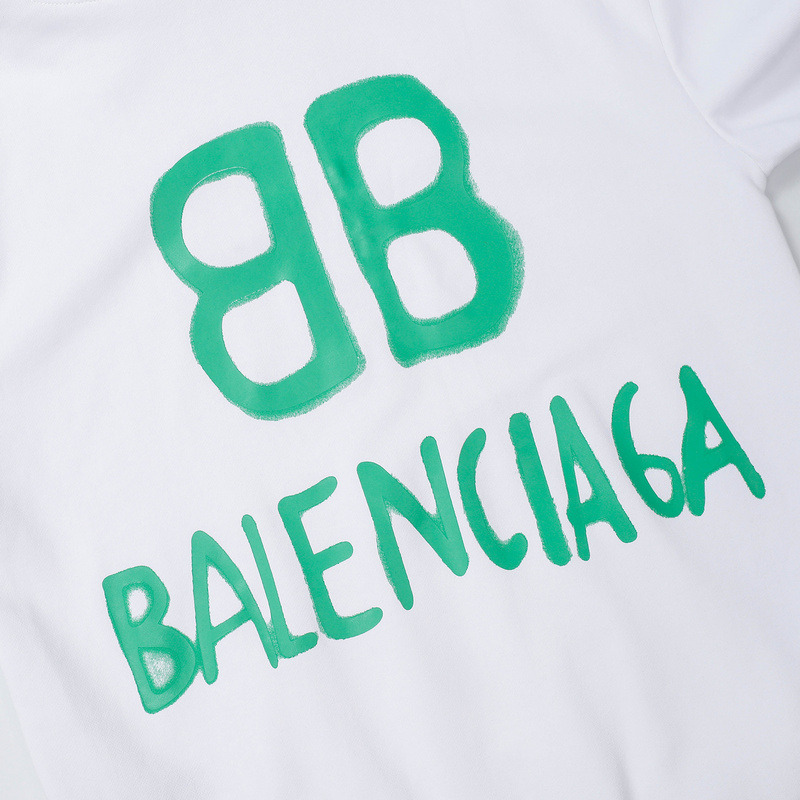 Ba*len*cia*ga green logo hoodie white