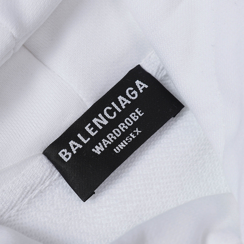 Ba*len*cia*ga script logo oversized popover hoodie white