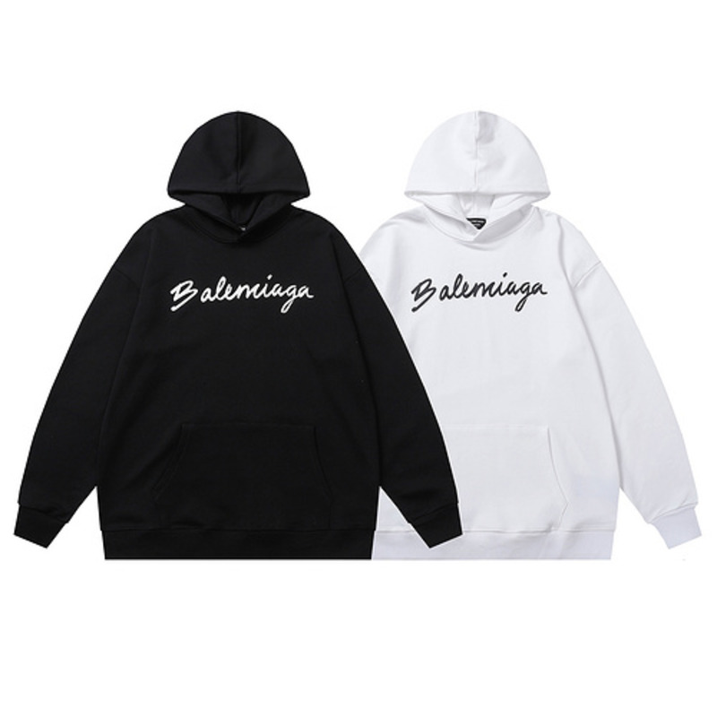 Ba*len*cia*ga script logo oversized popover hoodie black