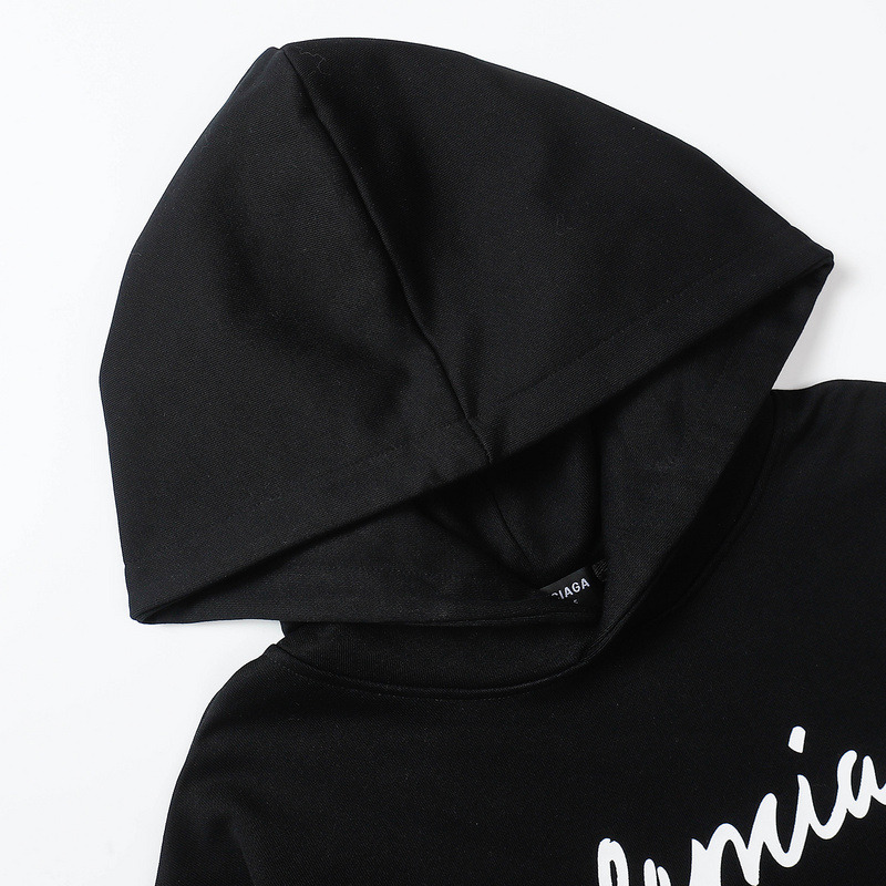 Ba*len*cia*ga script logo oversized popover hoodie black