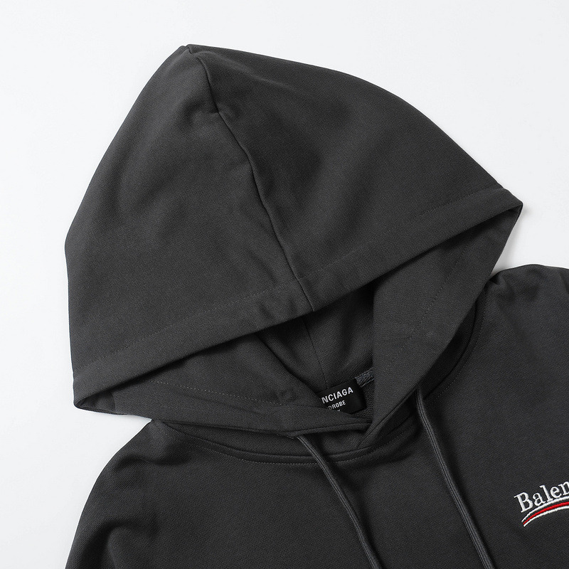 Ba*len*cia*ga political logo cotton hoodie black