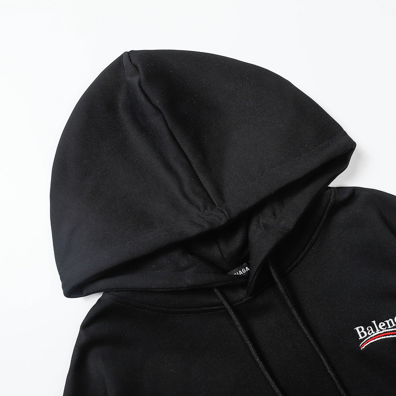 Ba*len*cia*ga political logo cotton hoodie black