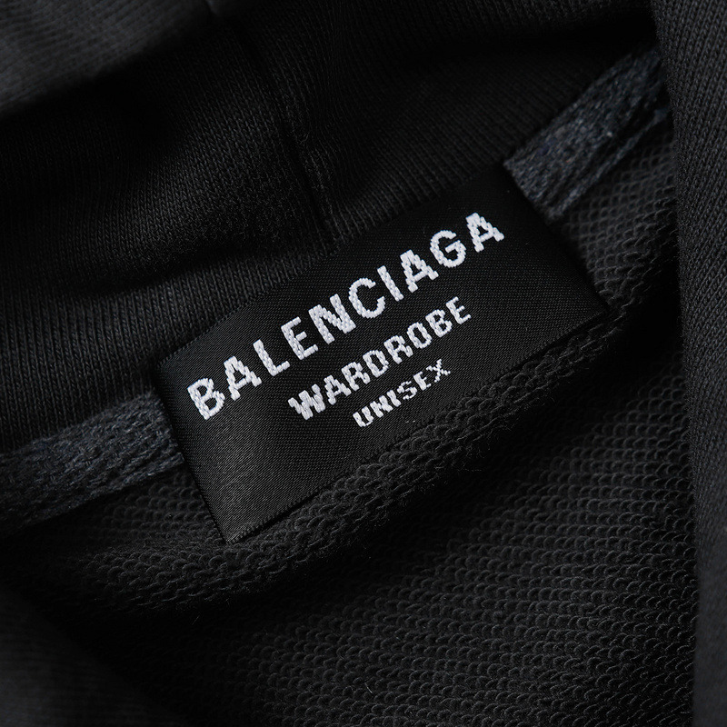 Ba*len*cia*ga political logo cotton hoodie black