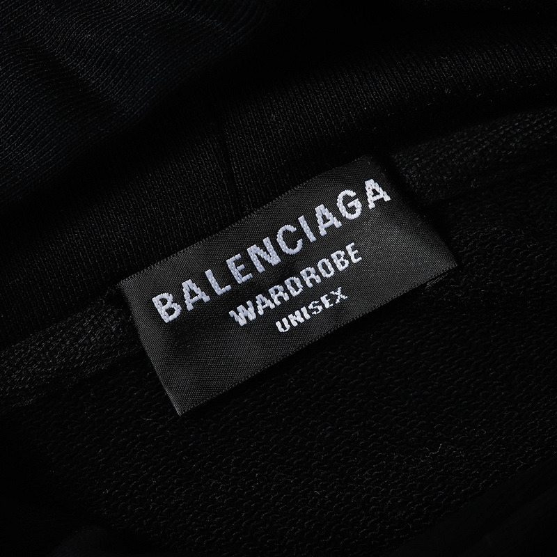 Ba*len*cia*ga political logo cotton hoodie black