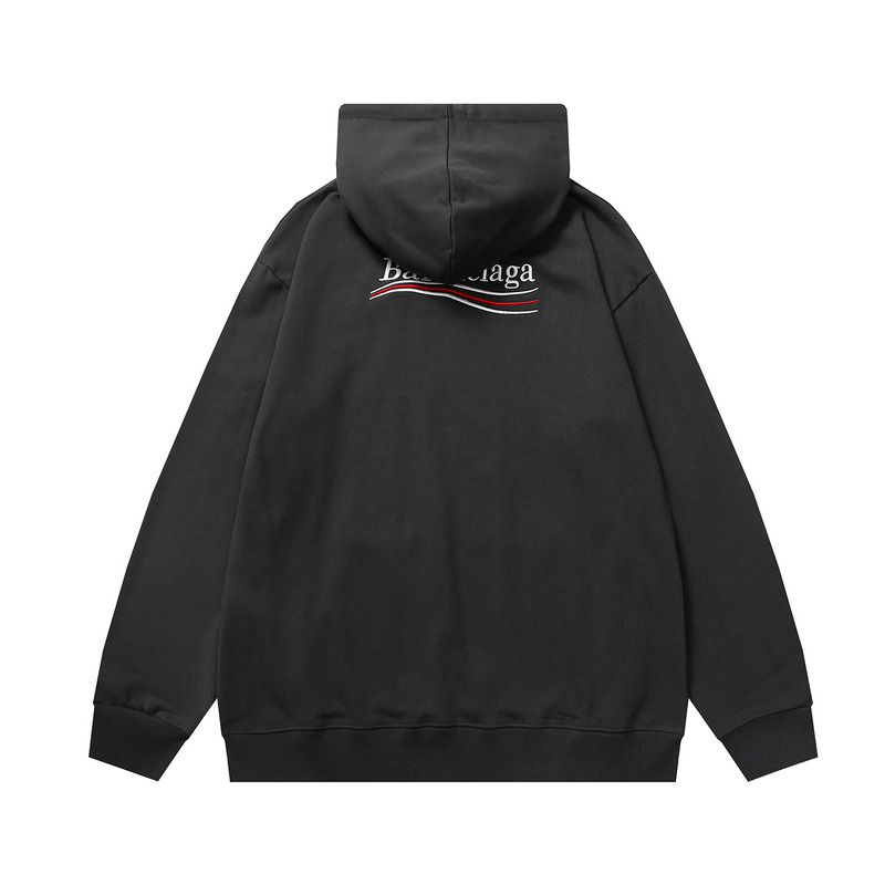 Ba*len*cia*ga political logo cotton hoodie black