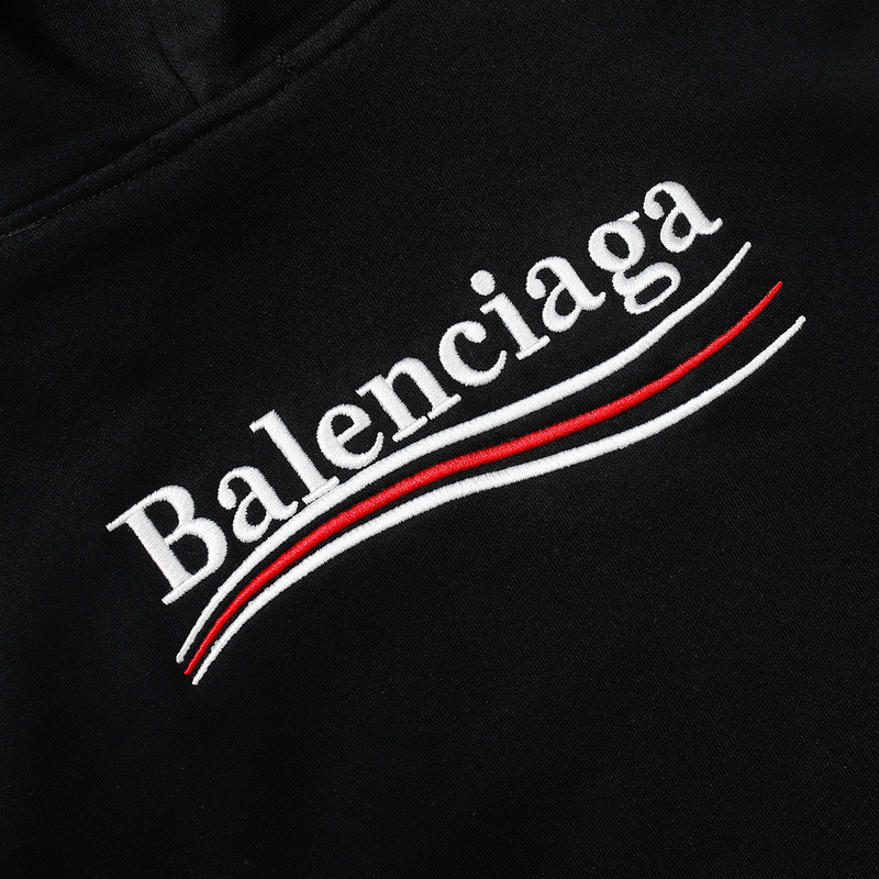 Ba*len*cia*ga political logo cotton hoodie black