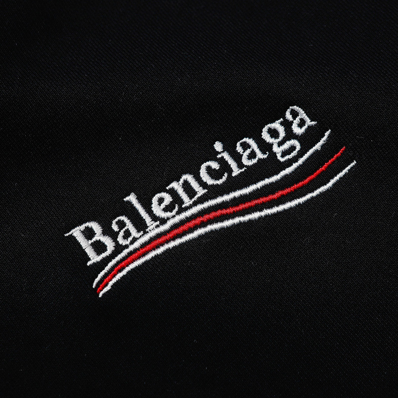 Ba*len*cia*ga political logo cotton hoodie black