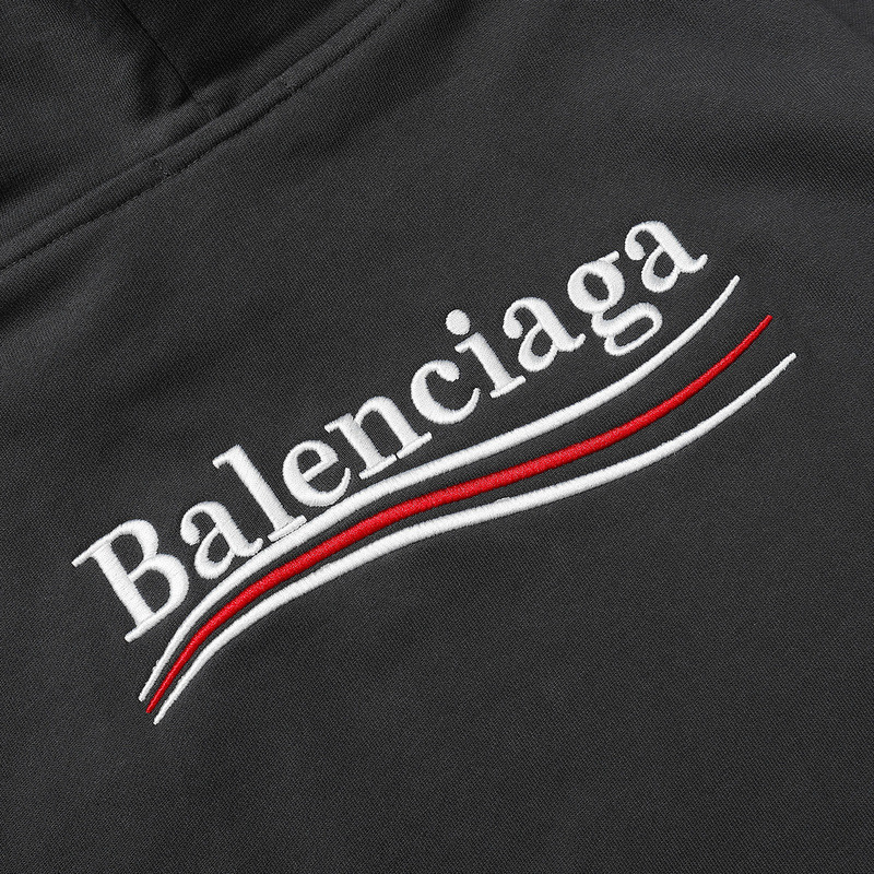 Ba*len*cia*ga political logo cotton hoodie black