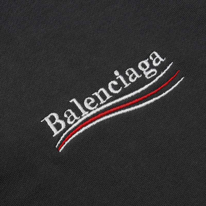 Ba*len*cia*ga political logo cotton hoodie black