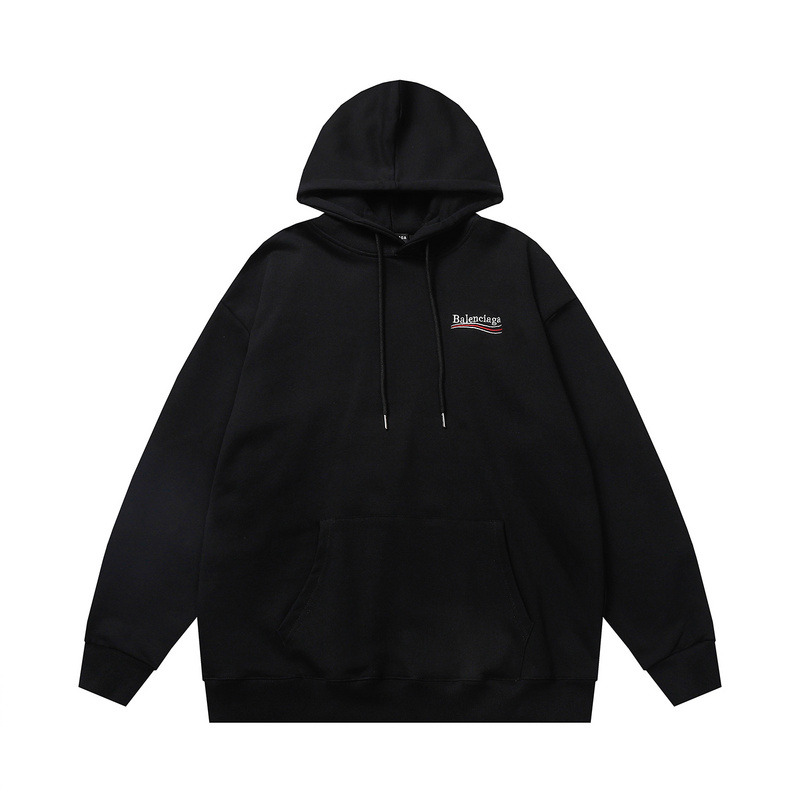 Ba*len*cia*ga political logo cotton hoodie black