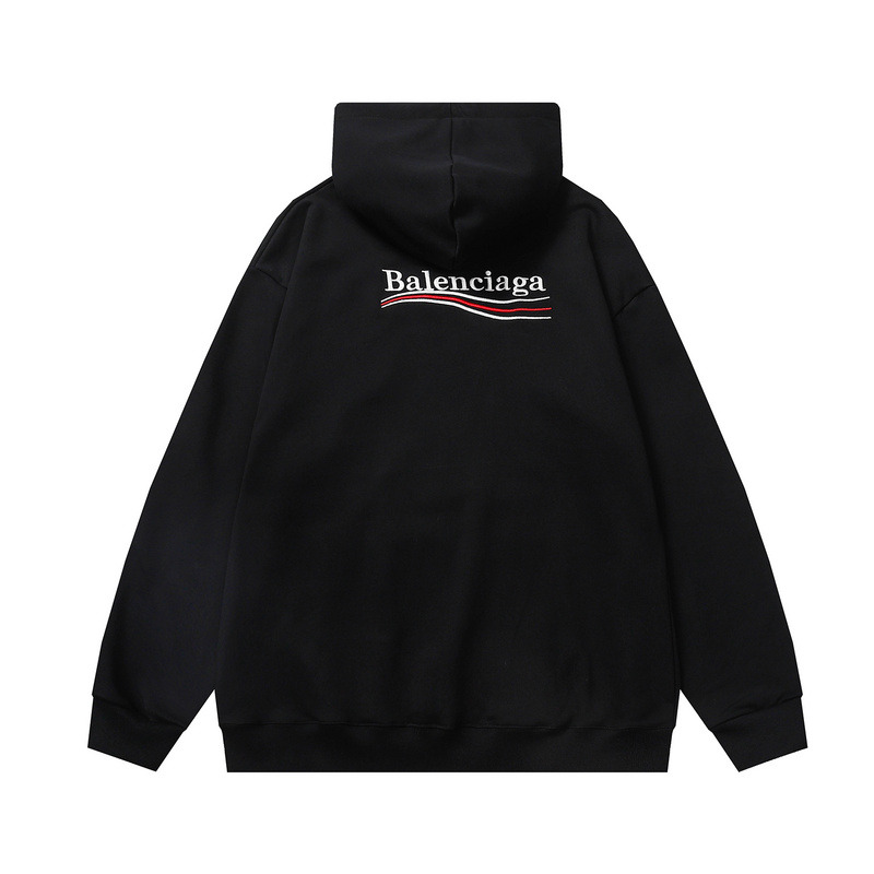 Ba*len*cia*ga political logo cotton hoodie black