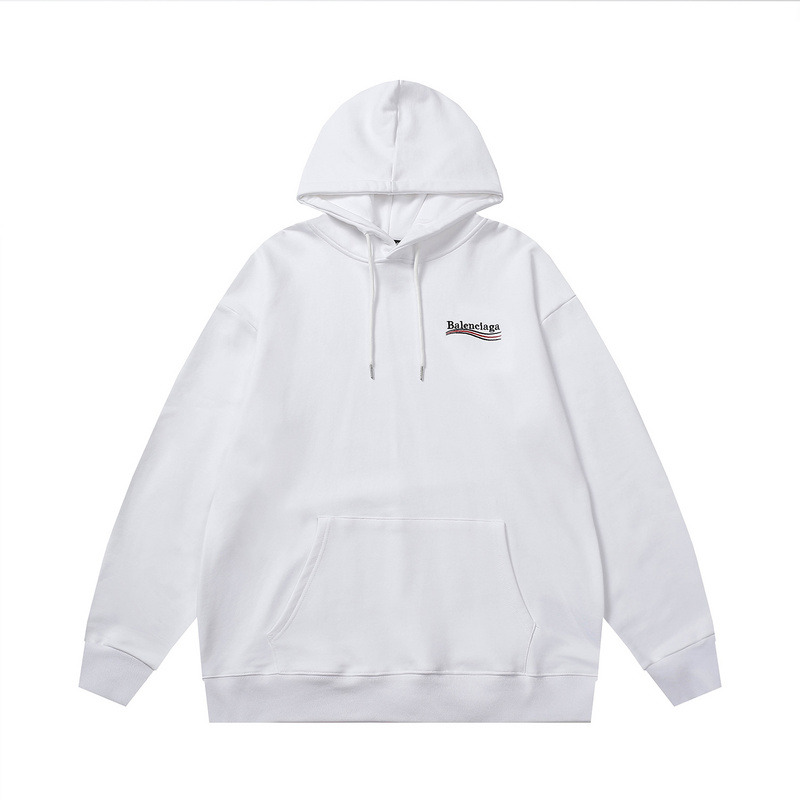 Ba*len*cia*ga political logo cotton hoodie white