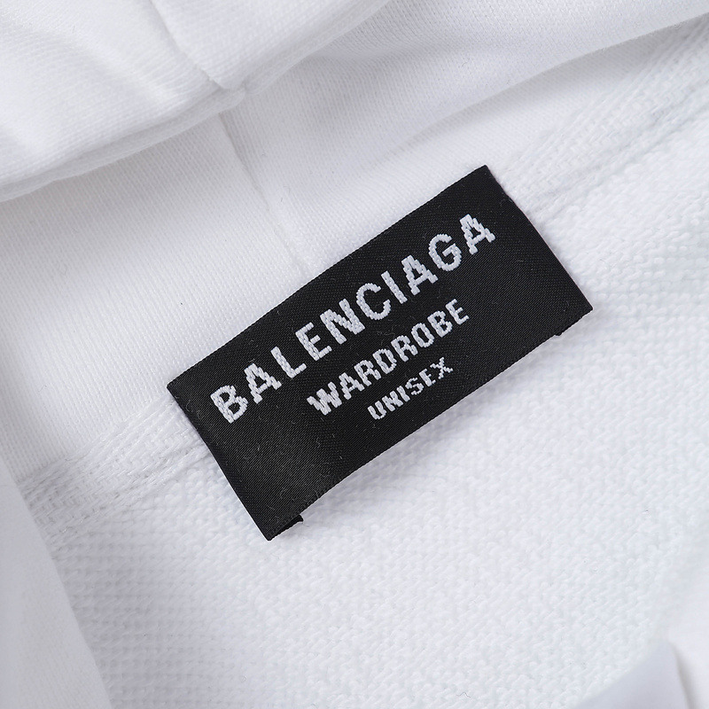 Ba*len*cia*ga political logo cotton hoodie white