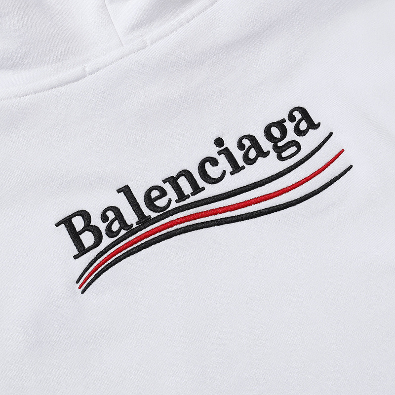 Ba*len*cia*ga political logo cotton hoodie white