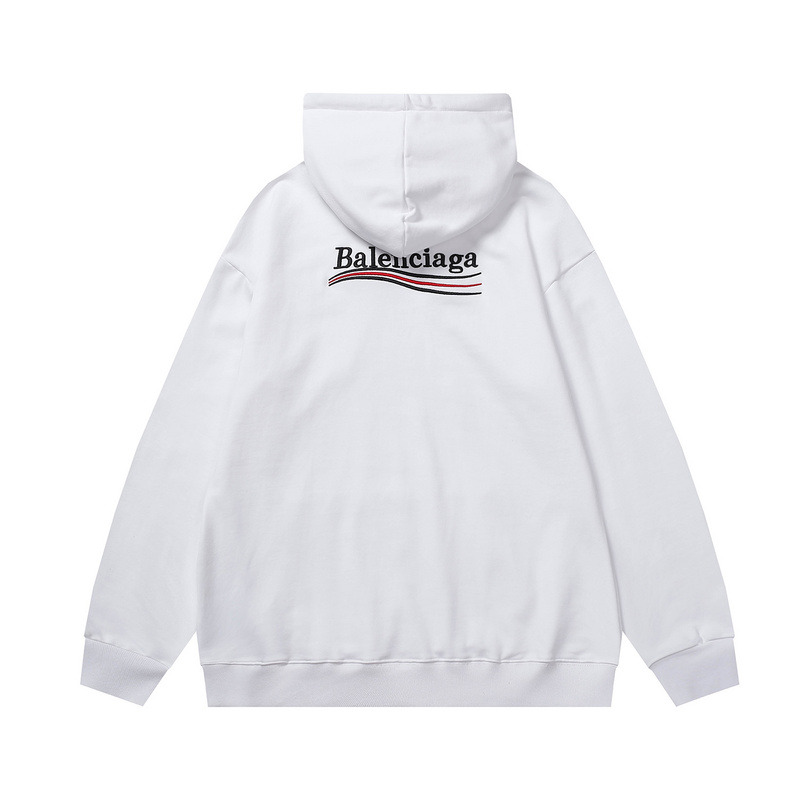 Ba*len*cia*ga political logo cotton hoodie white