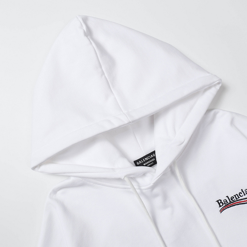 Ba*len*cia*ga political logo cotton hoodie white