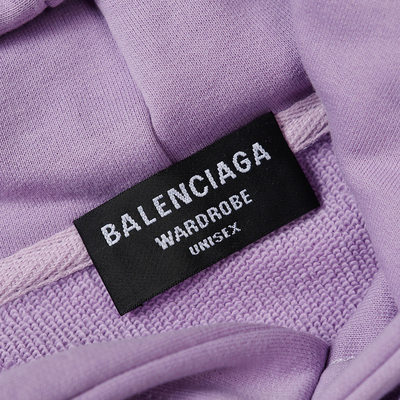 Ba*len*cia*ga logo-print fleece-back cotton-jersey hoodie purple