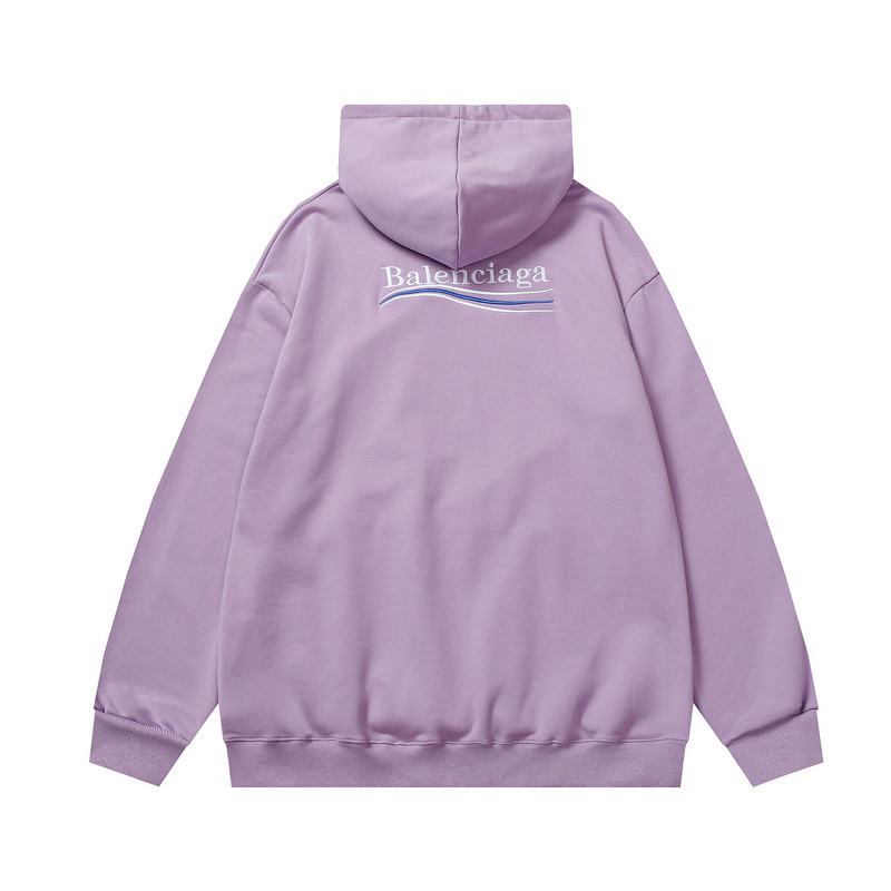 Ba*len*cia*ga logo-print fleece-back cotton-jersey hoodie purple