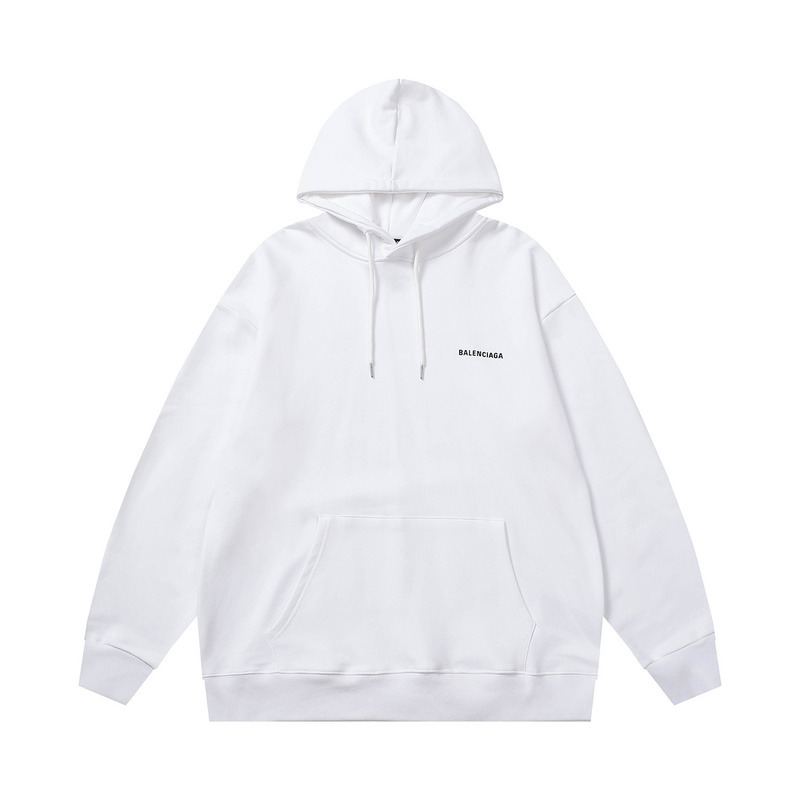 Ba*len*cia*ga logo-print fleece-back cotton-jersey hoodie white