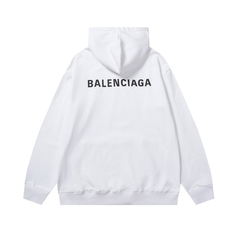 Ba*len*cia*ga logo-print fleece-back cotton-jersey hoodie white