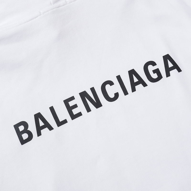 Ba*len*cia*ga logo-print fleece-back cotton-jersey hoodie white