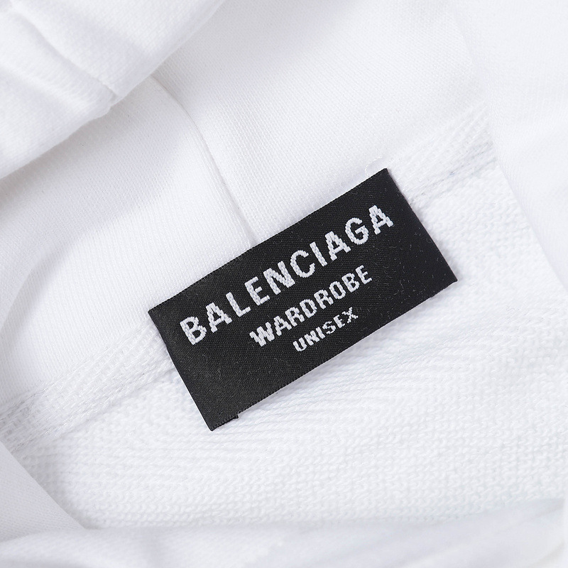 Ba*len*cia*ga logo-print fleece-back cotton-jersey hoodie white