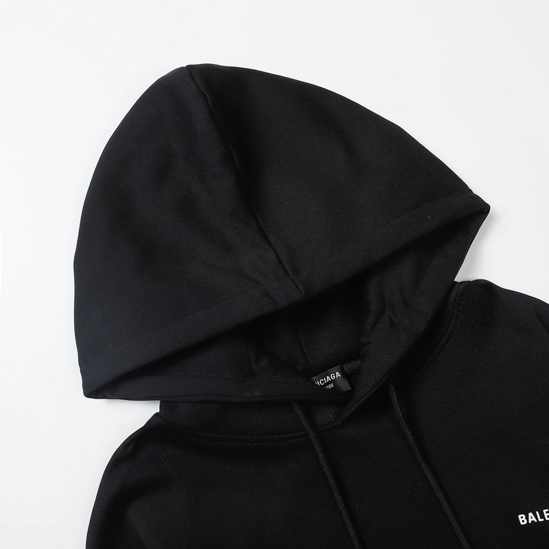 Ba*len*cia*ga logo-print fleece-back cotton-jersey hoodie black