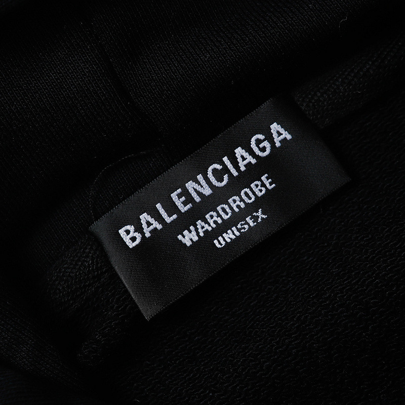 Ba*len*cia*ga logo-print fleece-back cotton-jersey hoodie black