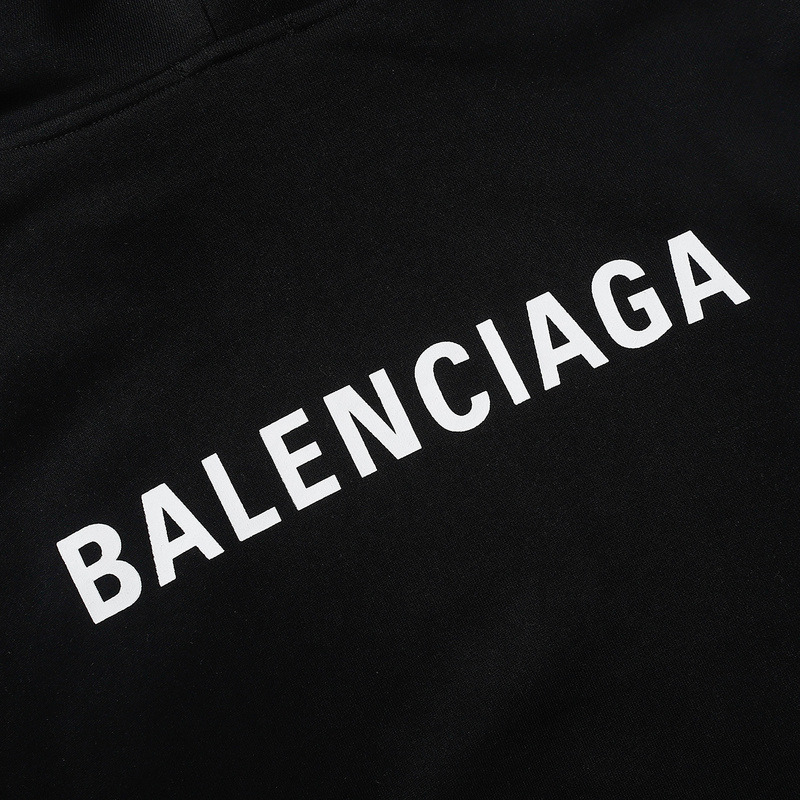 Ba*len*cia*ga logo-print fleece-back cotton-jersey hoodie black