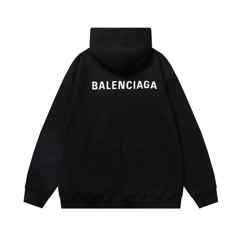 Ba*len*cia*ga logo-print fleece-back cotton-jersey hoodie black