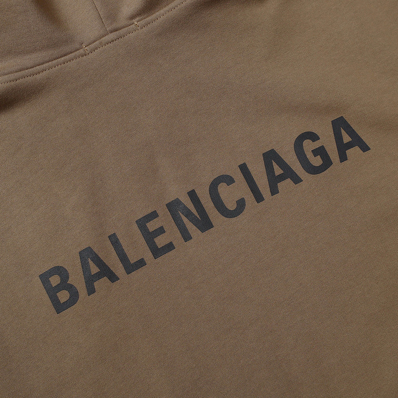 Ba*len*cia*ga logo-print fleece-back cotton-jersey hoodie brown