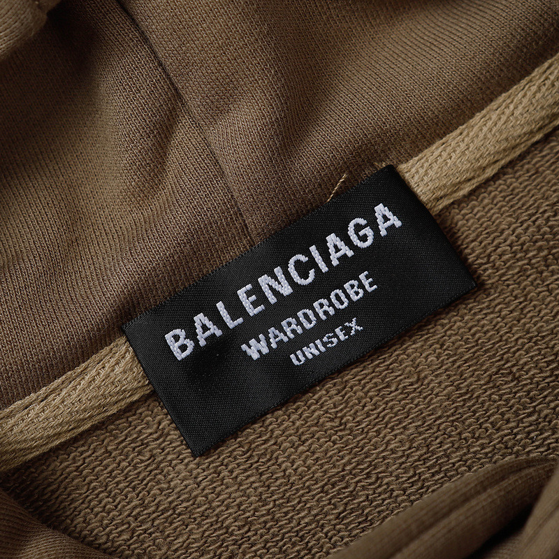 Ba*len*cia*ga logo-print fleece-back cotton-jersey hoodie brown