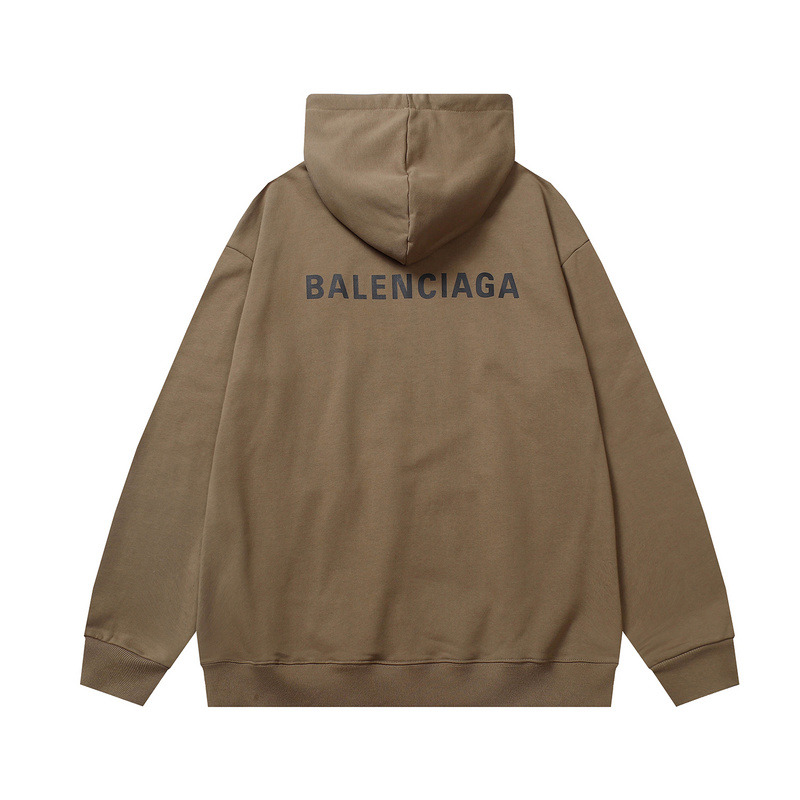 Ba*len*cia*ga logo-print fleece-back cotton-jersey hoodie brown